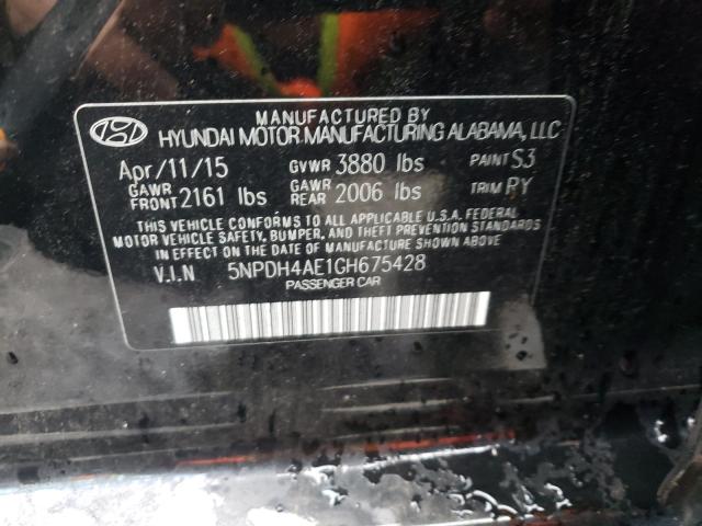 Photo 9 VIN: 5NPDH4AE1GH675428 - HYUNDAI ELANTRA SE 