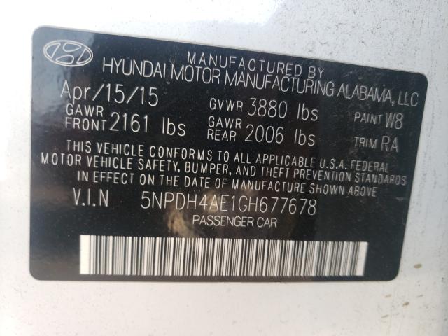 Photo 9 VIN: 5NPDH4AE1GH677678 - HYUNDAI ELANTRA SE 