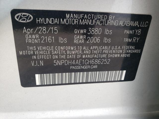 Photo 9 VIN: 5NPDH4AE1GH686252 - HYUNDAI ELANTRA SE 