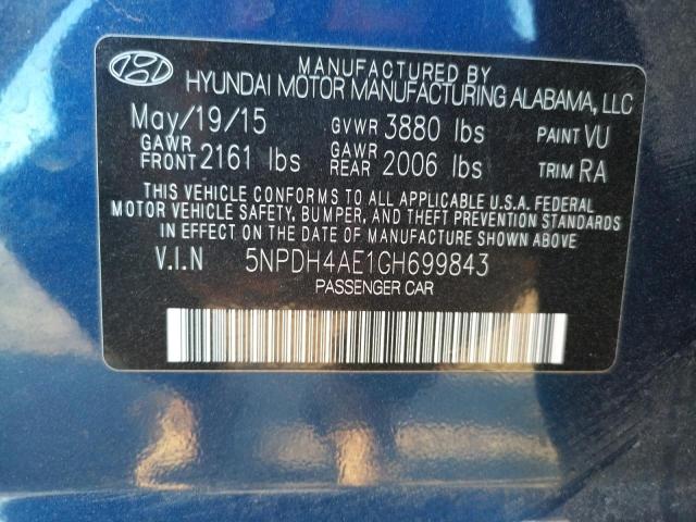 Photo 11 VIN: 5NPDH4AE1GH699843 - HYUNDAI ELANTRA SE 