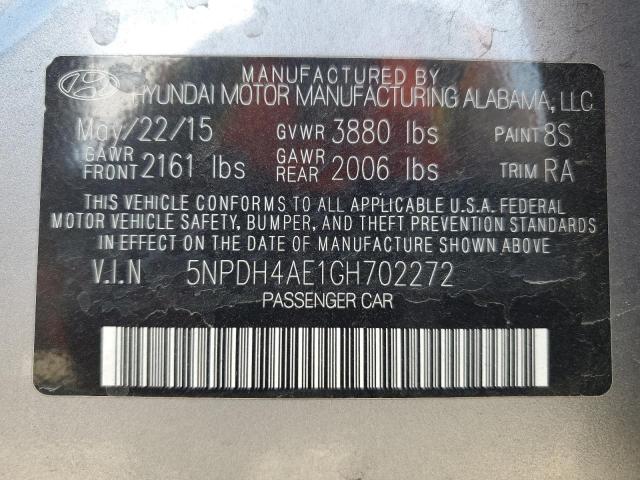 Photo 11 VIN: 5NPDH4AE1GH702272 - HYUNDAI ELANTRA SE 