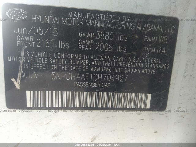 Photo 8 VIN: 5NPDH4AE1GH704927 - HYUNDAI ELANTRA 