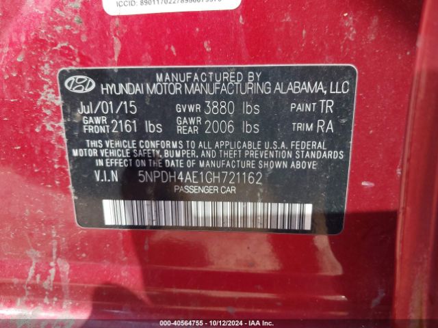 Photo 8 VIN: 5NPDH4AE1GH721162 - HYUNDAI ELANTRA 