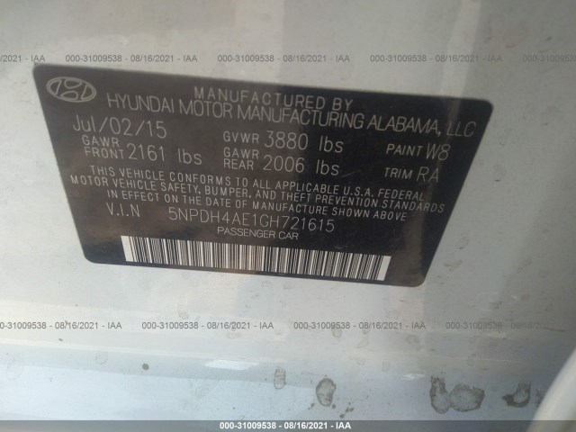 Photo 8 VIN: 5NPDH4AE1GH721615 - HYUNDAI ELANTRA 