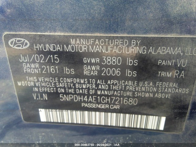 Photo 8 VIN: 5NPDH4AE1GH721680 - HYUNDAI ELANTRA 