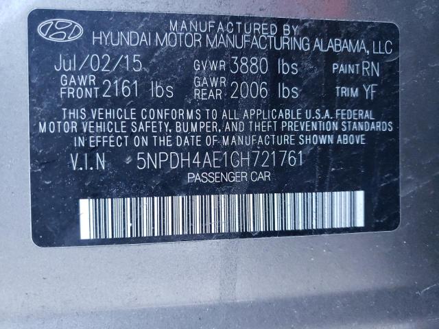 Photo 9 VIN: 5NPDH4AE1GH721761 - HYUNDAI ELANTRA SE 