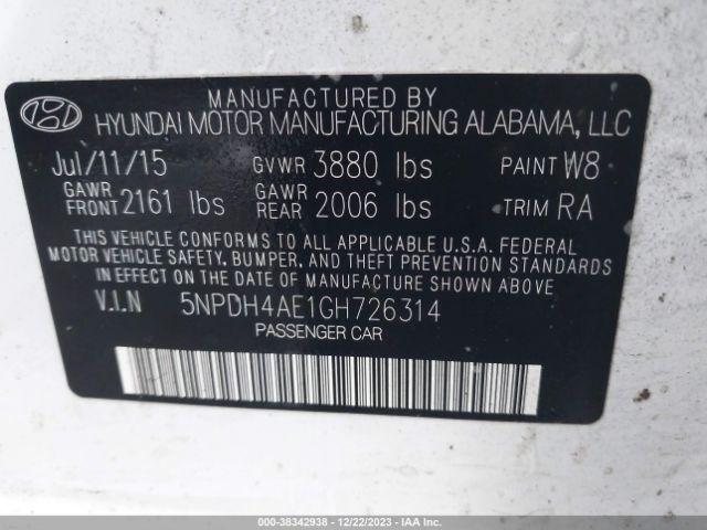 Photo 8 VIN: 5NPDH4AE1GH726314 - HYUNDAI ELANTRA 