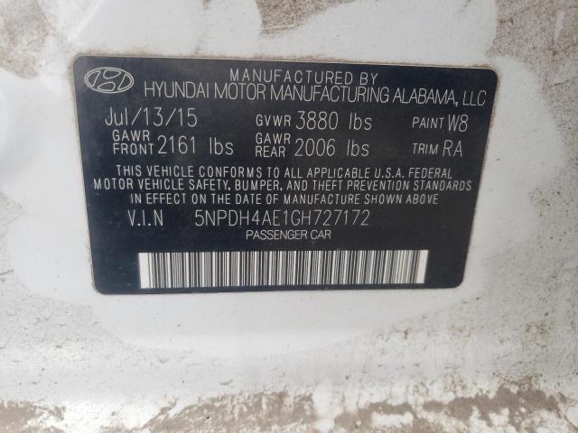 Photo 9 VIN: 5NPDH4AE1GH727172 - HYUNDAI ELANTRA SE 