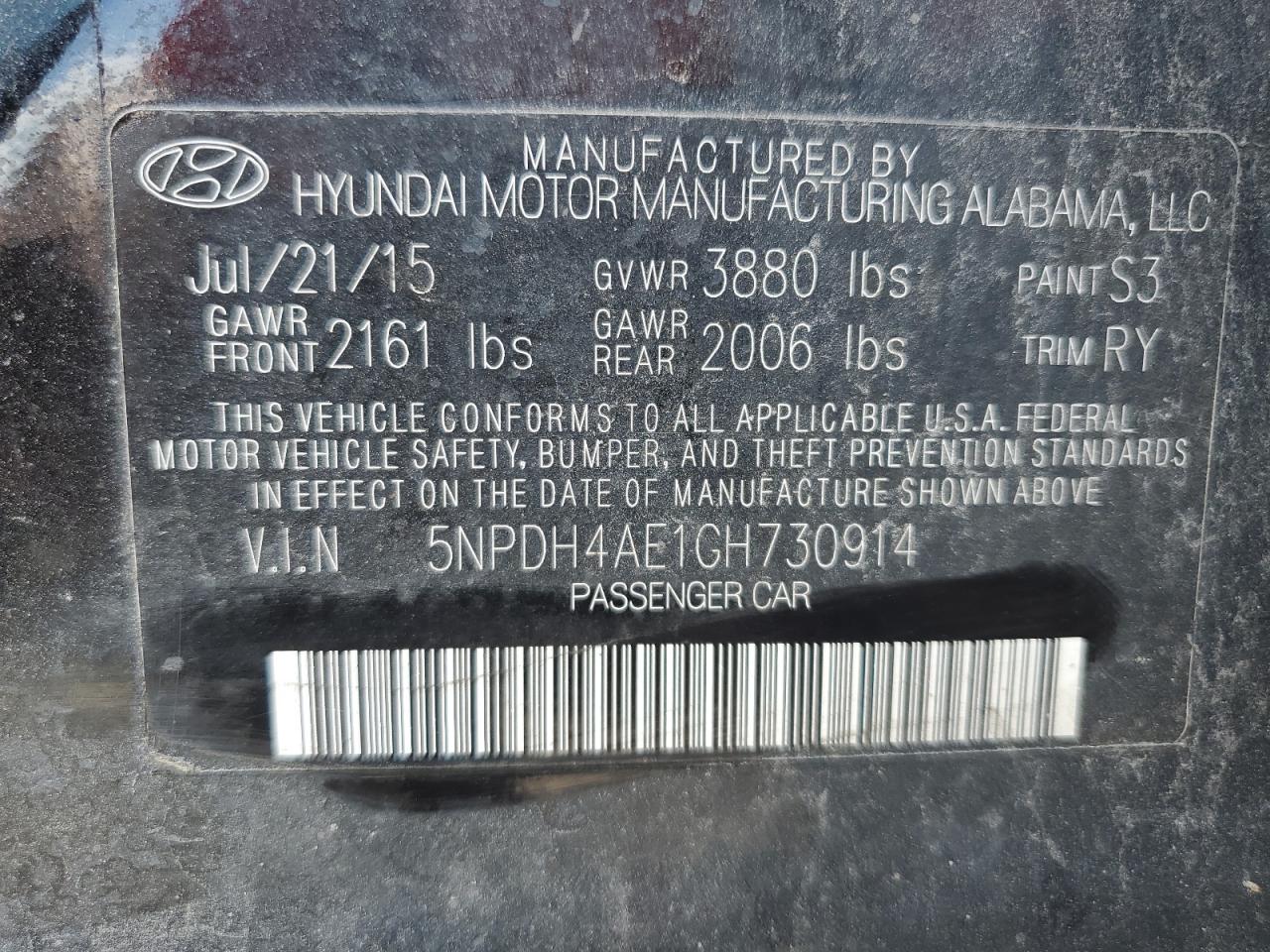 Photo 11 VIN: 5NPDH4AE1GH730914 - HYUNDAI ELANTRA 