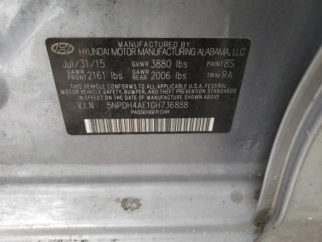 Photo 9 VIN: 5NPDH4AE1GH736888 - HYUNDAI ELANTRA SE 