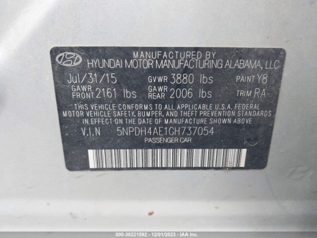 Photo 8 VIN: 5NPDH4AE1GH737054 - HYUNDAI ELANTRA 