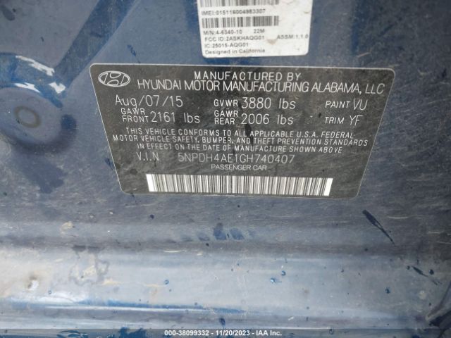 Photo 8 VIN: 5NPDH4AE1GH740407 - HYUNDAI ELANTRA 