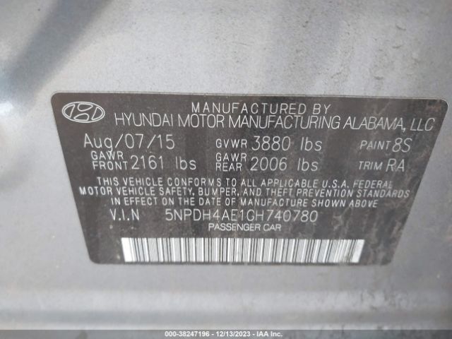 Photo 8 VIN: 5NPDH4AE1GH740780 - HYUNDAI ELANTRA 