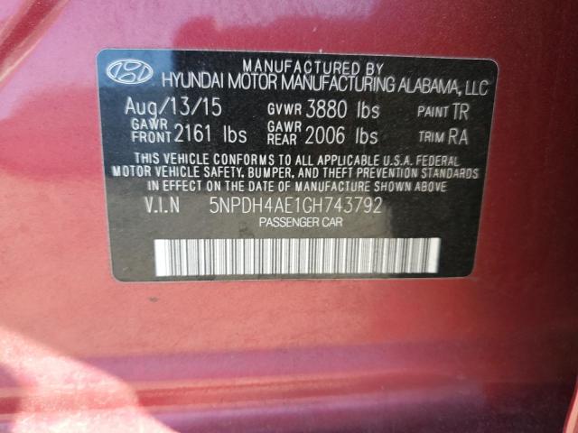 Photo 11 VIN: 5NPDH4AE1GH743792 - HYUNDAI ELANTRA 