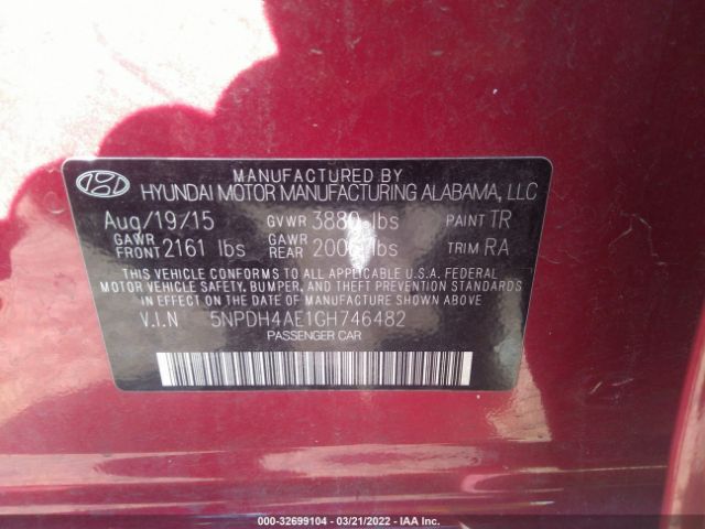 Photo 8 VIN: 5NPDH4AE1GH746482 - HYUNDAI ELANTRA 