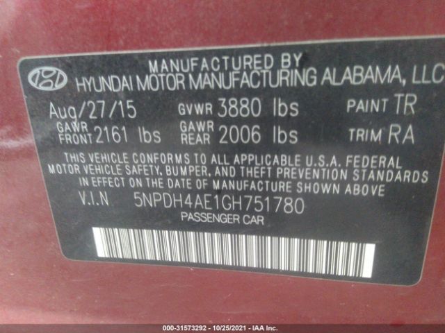 Photo 8 VIN: 5NPDH4AE1GH751780 - HYUNDAI ELANTRA 