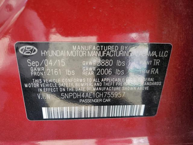 Photo 11 VIN: 5NPDH4AE1GH755957 - HYUNDAI ELANTRA SE 