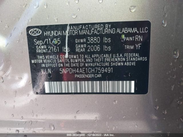 Photo 8 VIN: 5NPDH4AE1GH759491 - HYUNDAI ELANTRA 