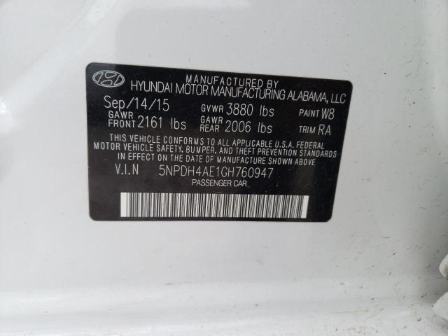 Photo 11 VIN: 5NPDH4AE1GH760947 - HYUNDAI ELANTRA SE 