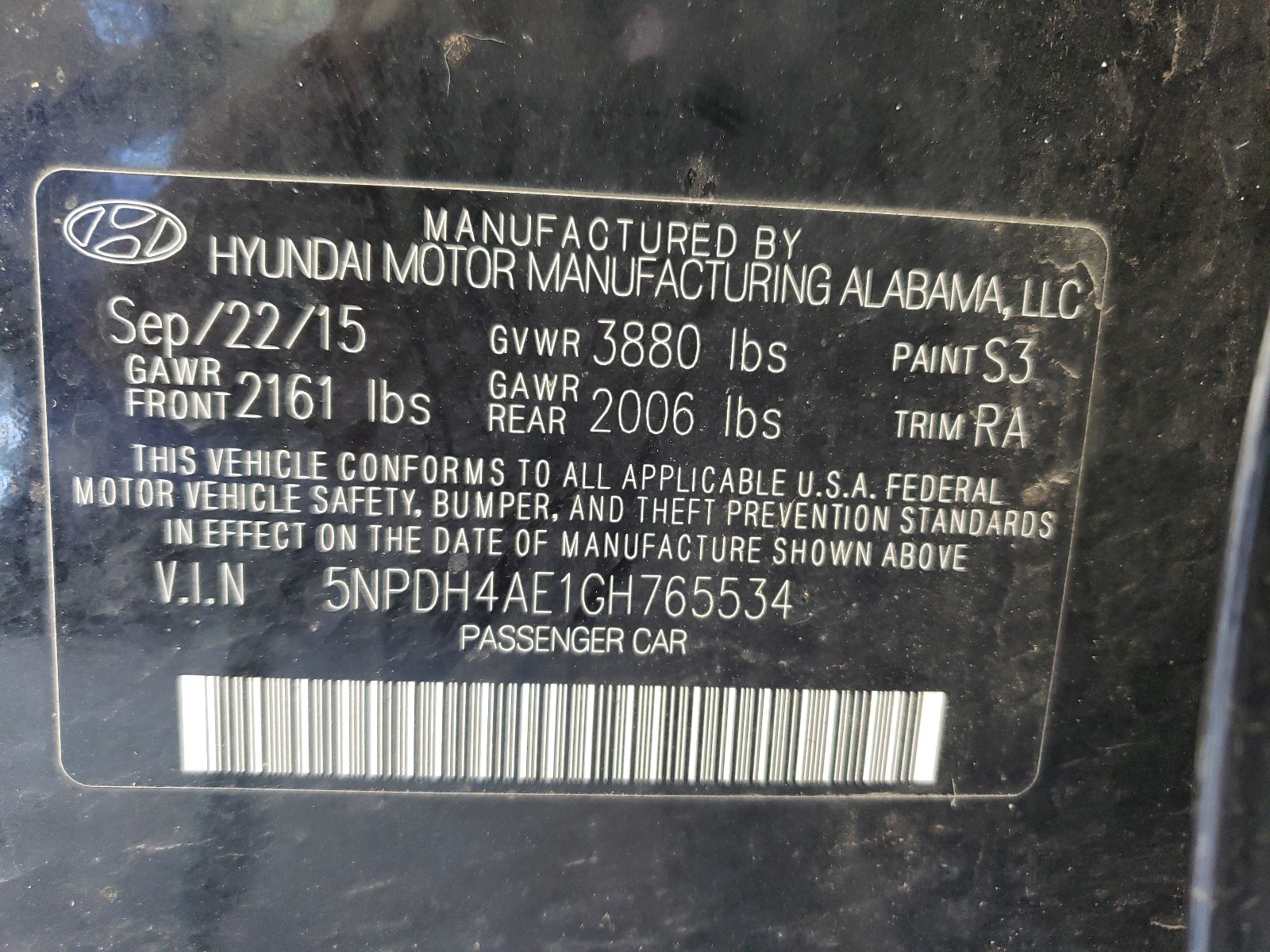 Photo 9 VIN: 5NPDH4AE1GH765534 - HYUNDAI ELANTRA SE 