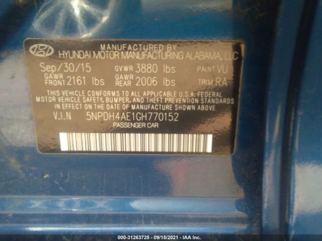 Photo 8 VIN: 5NPDH4AE1GH770152 - HYUNDAI ELANTRA 