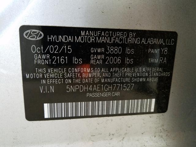 Photo 9 VIN: 5NPDH4AE1GH771527 - HYUNDAI ELANTRA SE 