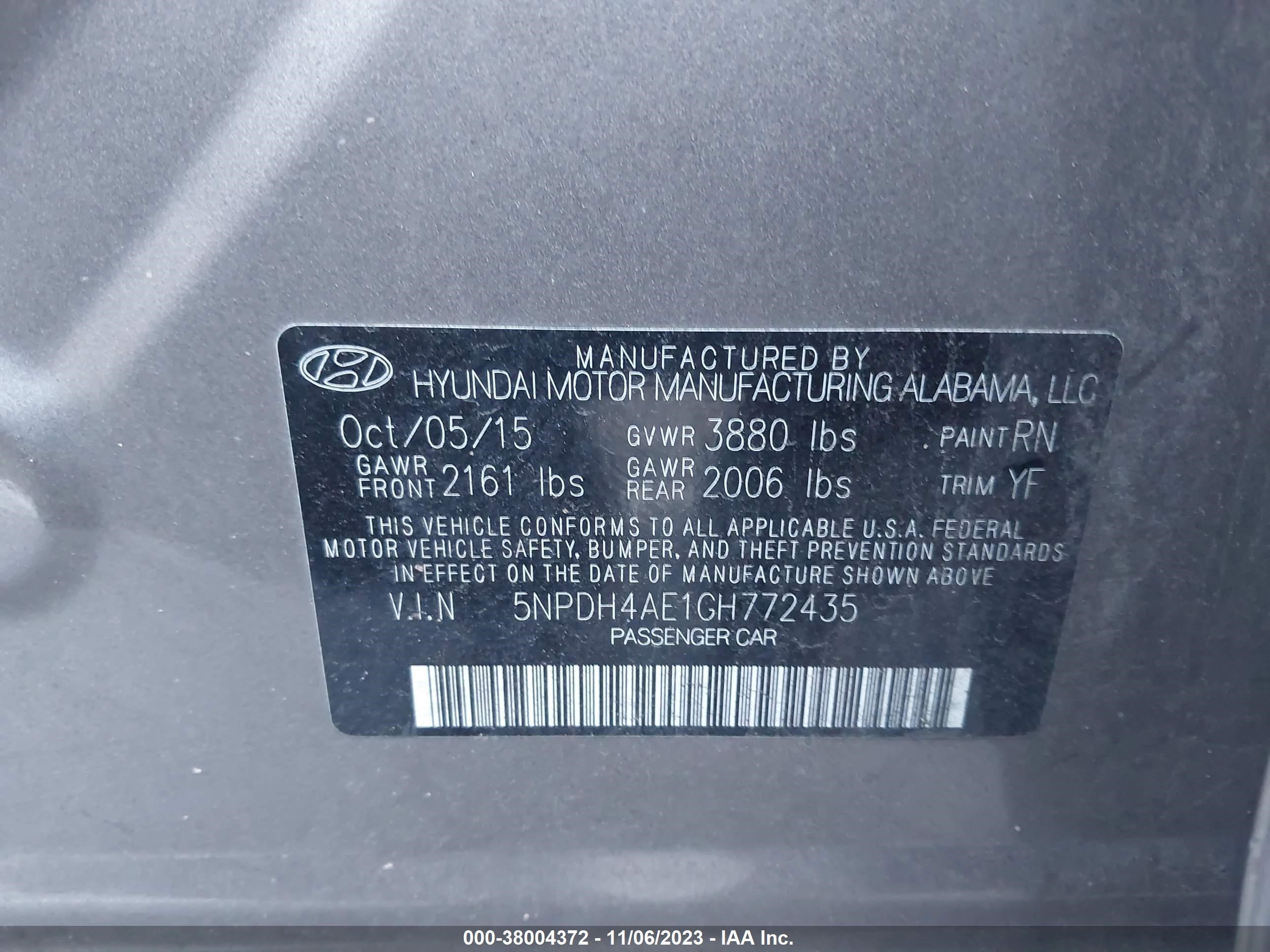 Photo 8 VIN: 5NPDH4AE1GH772435 - HYUNDAI ELANTRA 