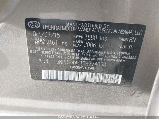 Photo 8 VIN: 5NPDH4AE1GH774038 - HYUNDAI ELANTRA 