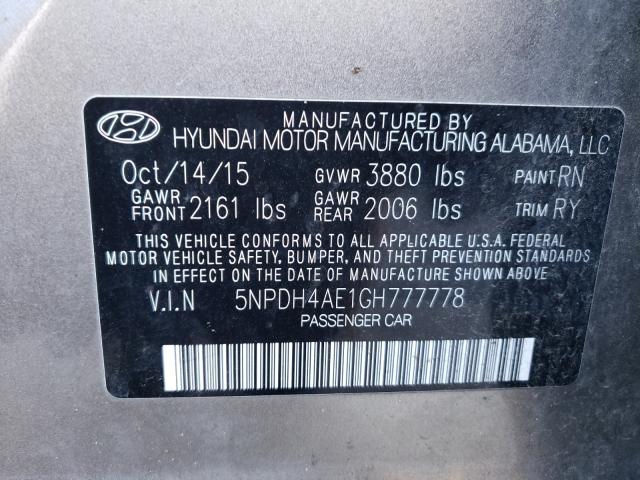 Photo 9 VIN: 5NPDH4AE1GH777778 - HYUNDAI ELANTRA SE 