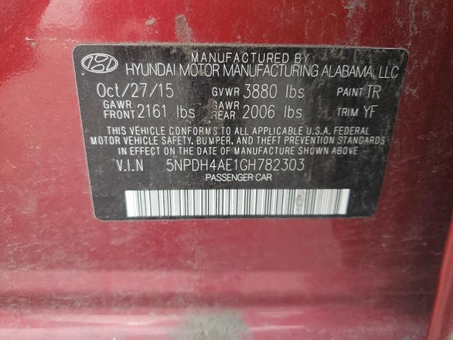 Photo 12 VIN: 5NPDH4AE1GH782303 - HYUNDAI ELANTRA SE 