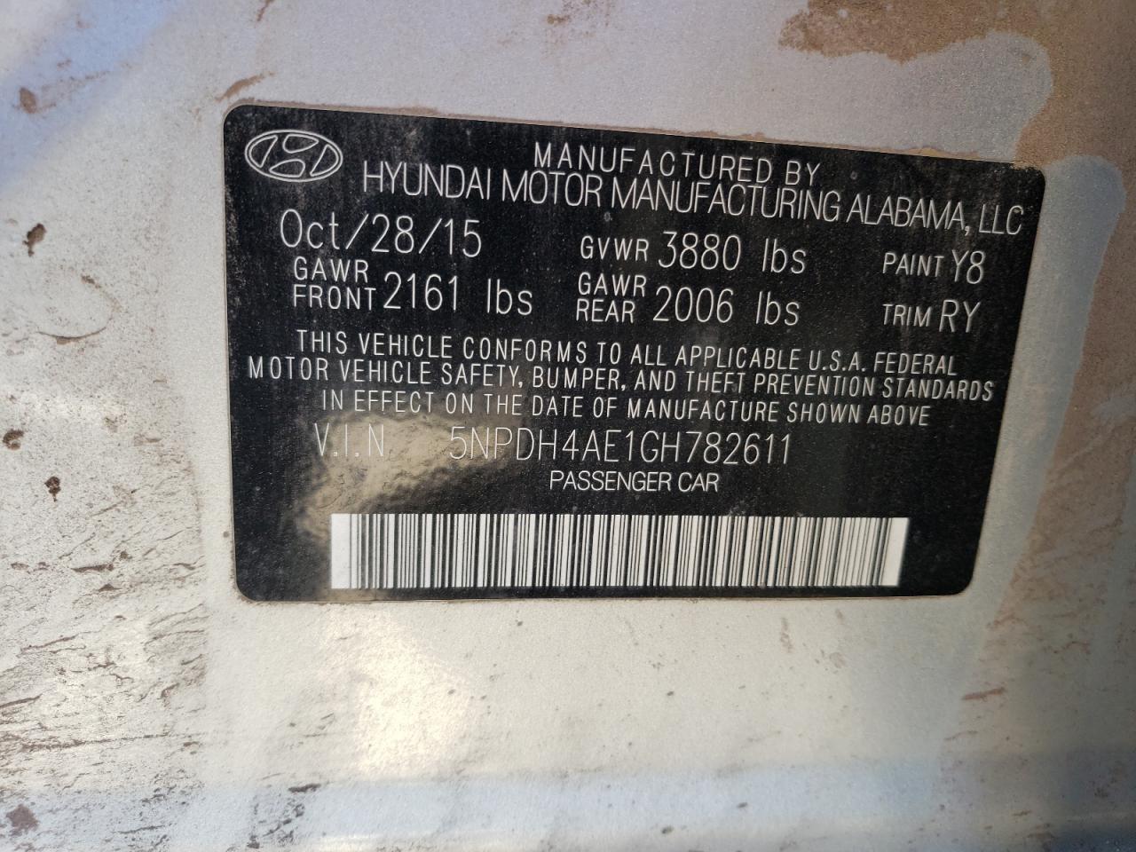 Photo 11 VIN: 5NPDH4AE1GH782611 - HYUNDAI ELANTRA 