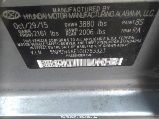 Photo 8 VIN: 5NPDH4AE1GH783323 - HYUNDAI ELANTRA 