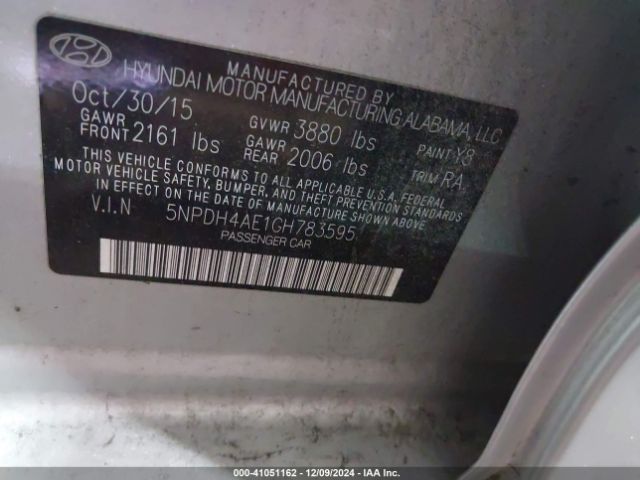 Photo 8 VIN: 5NPDH4AE1GH783595 - HYUNDAI ELANTRA 