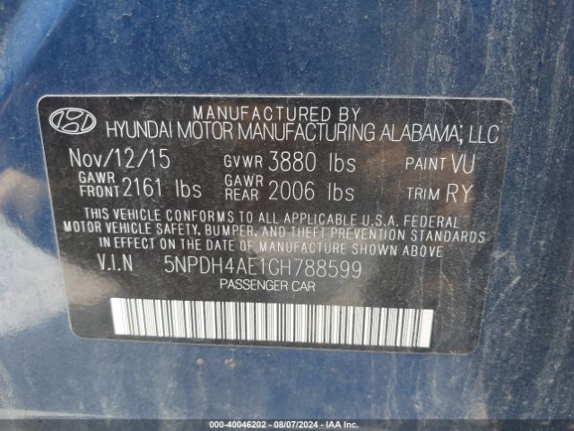 Photo 8 VIN: 5NPDH4AE1GH788599 - HYUNDAI ELANTRA 