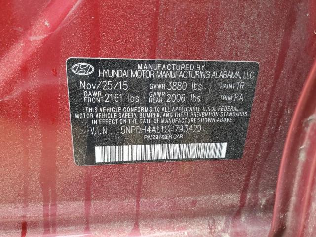 Photo 11 VIN: 5NPDH4AE1GH793429 - HYUNDAI ELANTRA SE 