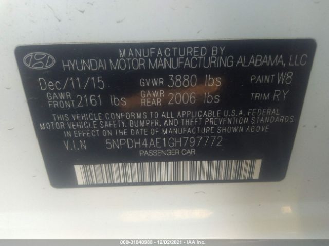 Photo 8 VIN: 5NPDH4AE1GH797772 - HYUNDAI ELANTRA 