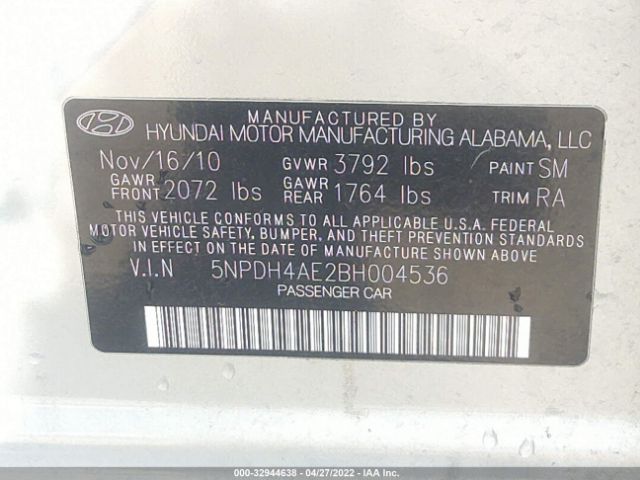 Photo 8 VIN: 5NPDH4AE2BH004536 - HYUNDAI ELANTRA 