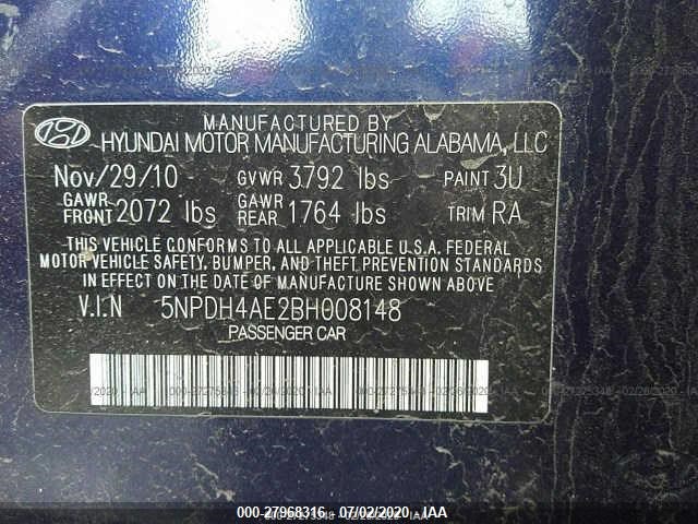 Photo 8 VIN: 5NPDH4AE2BH008148 - HYUNDAI ELANTRA 