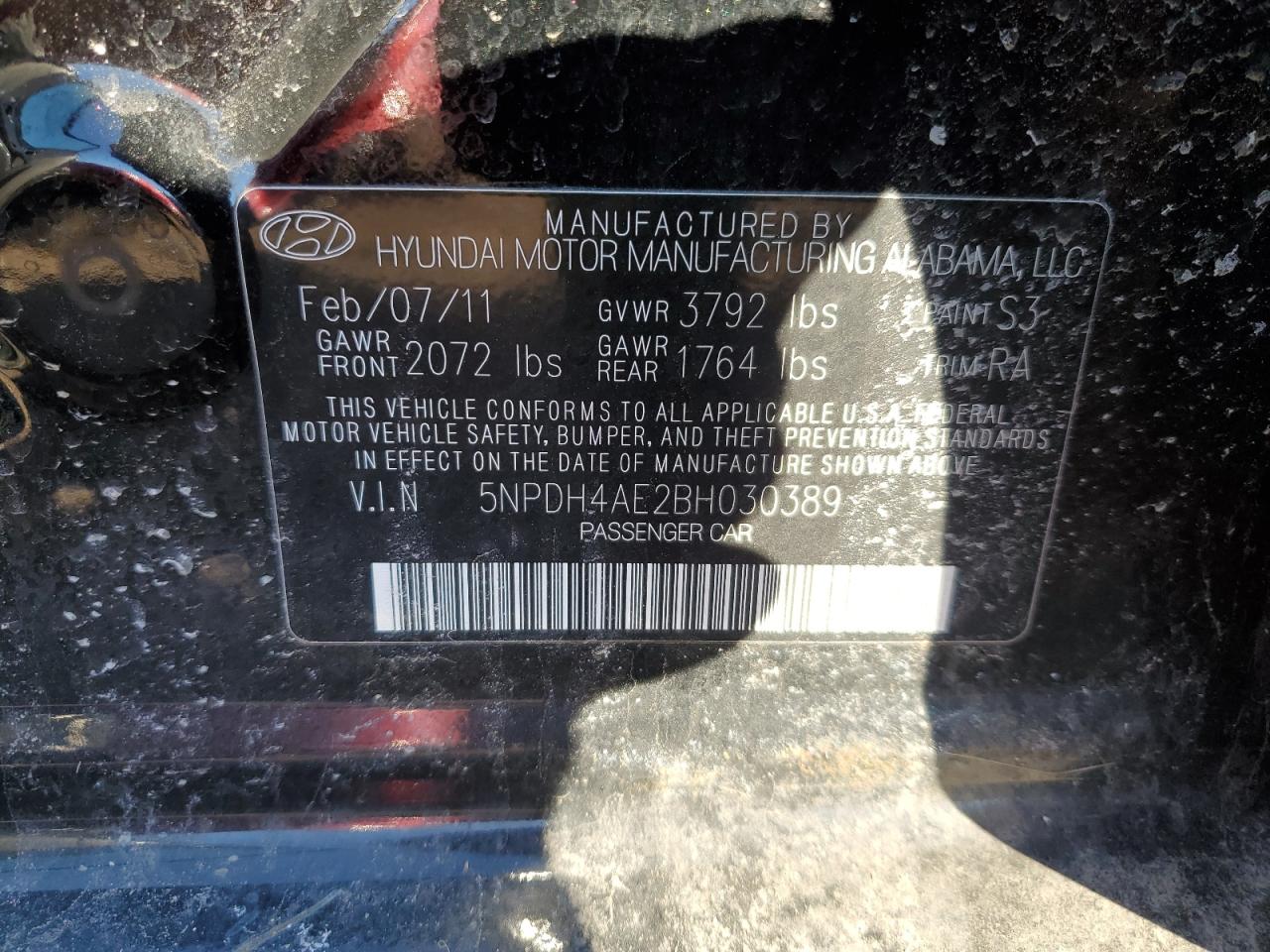 Photo 11 VIN: 5NPDH4AE2BH030389 - HYUNDAI ELANTRA 