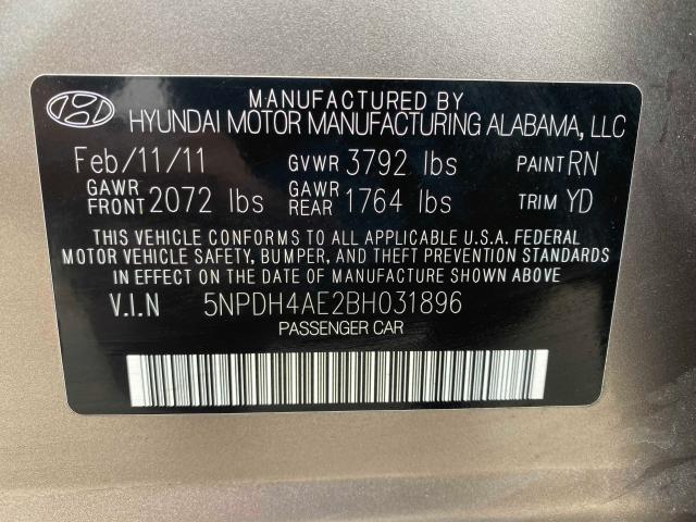 Photo 9 VIN: 5NPDH4AE2BH031896 - HYUNDAI ELANTRA GL 