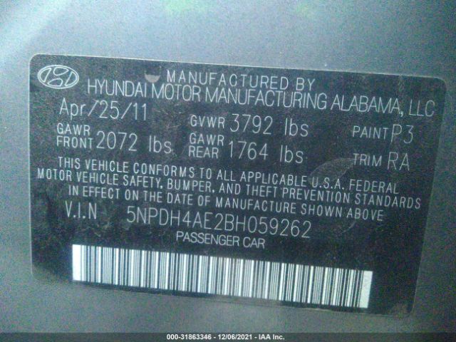 Photo 8 VIN: 5NPDH4AE2BH059262 - HYUNDAI ELANTRA 