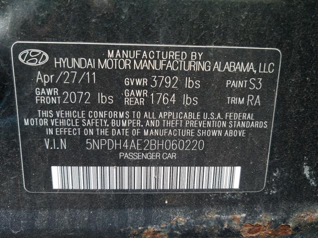 Photo 9 VIN: 5NPDH4AE2BH060220 - HYUNDAI ELANTRA GL 