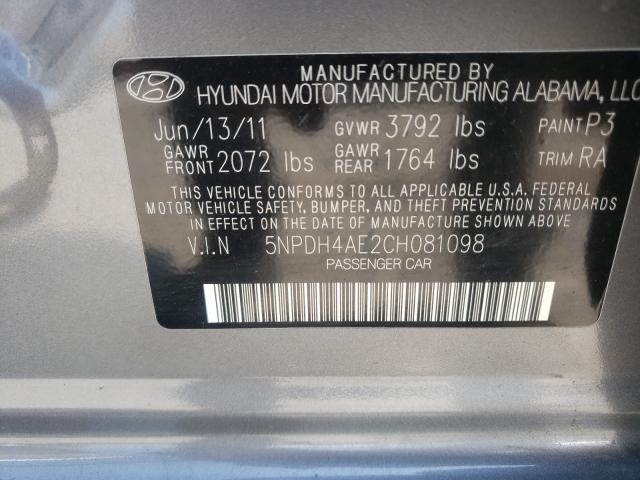 Photo 9 VIN: 5NPDH4AE2CH081098 - HYUNDAI ELANTRA GL 