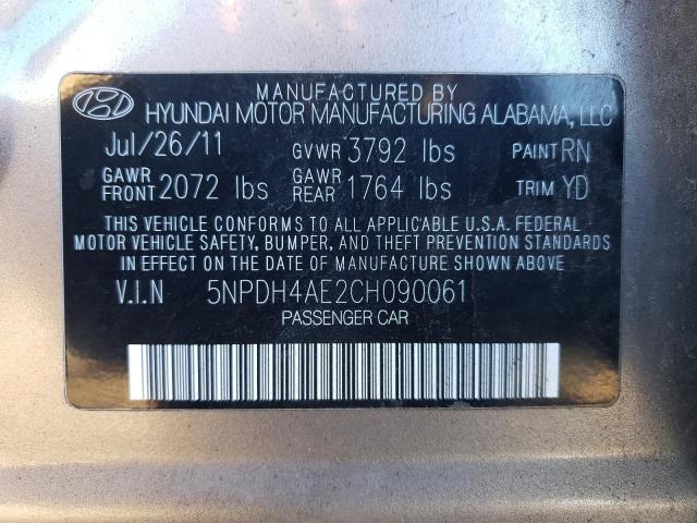 Photo 9 VIN: 5NPDH4AE2CH090061 - HYUNDAI ELANTRA GL 