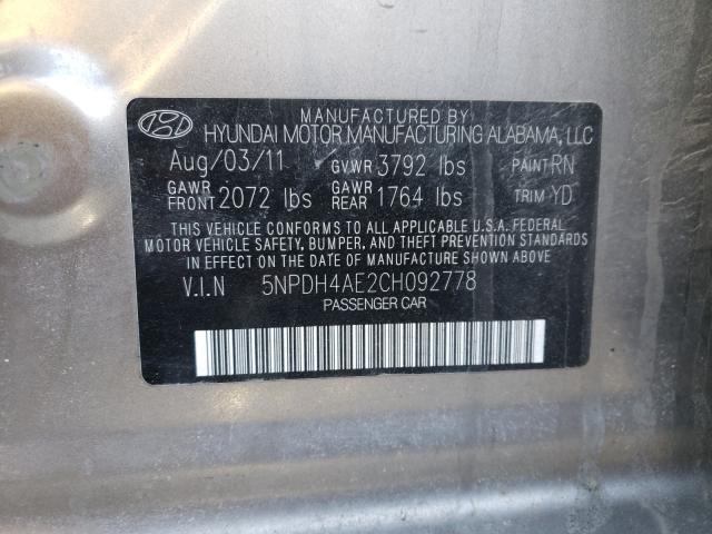 Photo 9 VIN: 5NPDH4AE2CH092778 - HYUNDAI ELANTRA GL 