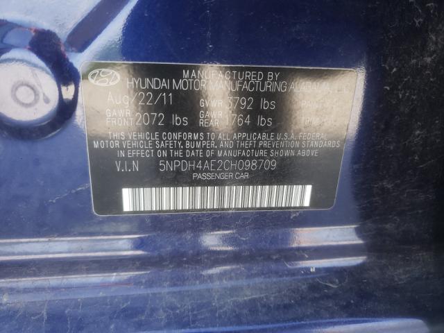 Photo 9 VIN: 5NPDH4AE2CH098709 - HYUNDAI ELANTRA GL 