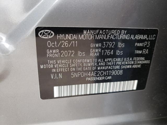 Photo 9 VIN: 5NPDH4AE2CH119008 - HYUNDAI ELANTRA GL 