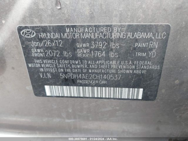 Photo 8 VIN: 5NPDH4AE2CH140537 - HYUNDAI ELANTRA 