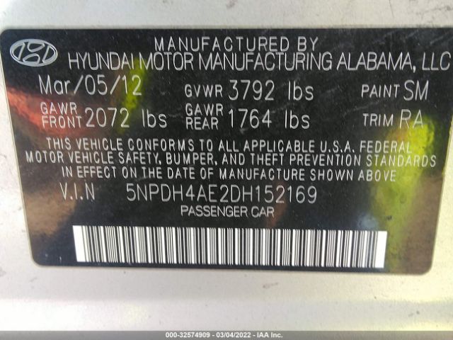 Photo 8 VIN: 5NPDH4AE2DH152169 - HYUNDAI ELANTRA 