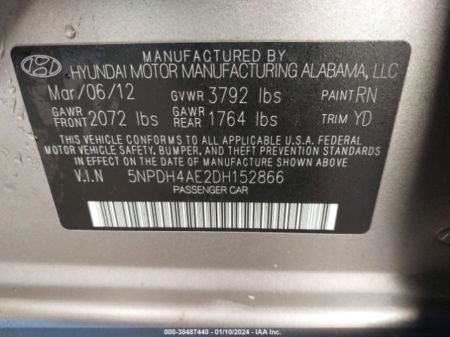 Photo 8 VIN: 5NPDH4AE2DH152866 - HYUNDAI ELANTRA 